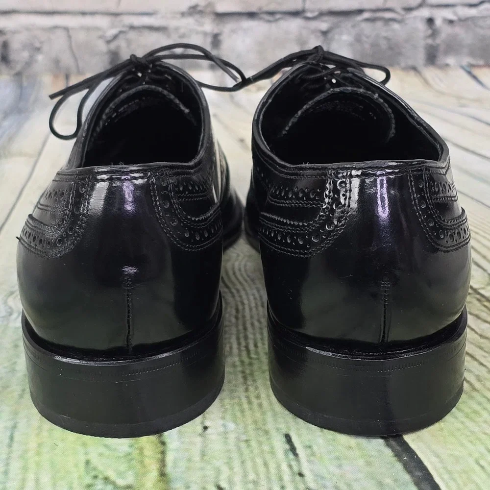 Florsheim Lexington Wingtip Oxford Mens 11 B Black Leather Brogue Dress Shoes